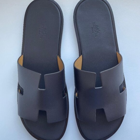 Hermès Black Oran Sandals Size 46 | Leather Slides | Made in Italy - Picture 3 of 5